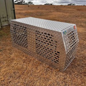Aluminium Checker Plate Dog Box with Centre Divider | 700L x 1770W x 850H