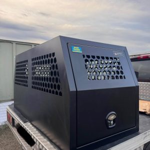 Black Aluminium Dog Box with Centre Divider | 800L x 1770W x 850H